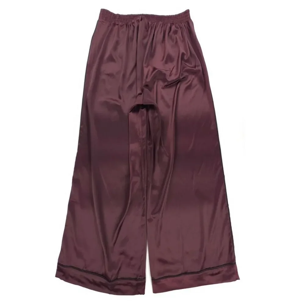 NWT Torrid Madison Satin Button-Up Long Sleeve Shirt Wide Leg Pant Set Burgundy